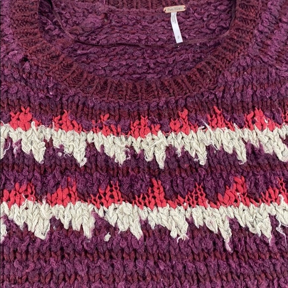 FREE PEOPLE Fuzzy Fair Isle Sweater Cozy Oversized - Picture 7 of 15